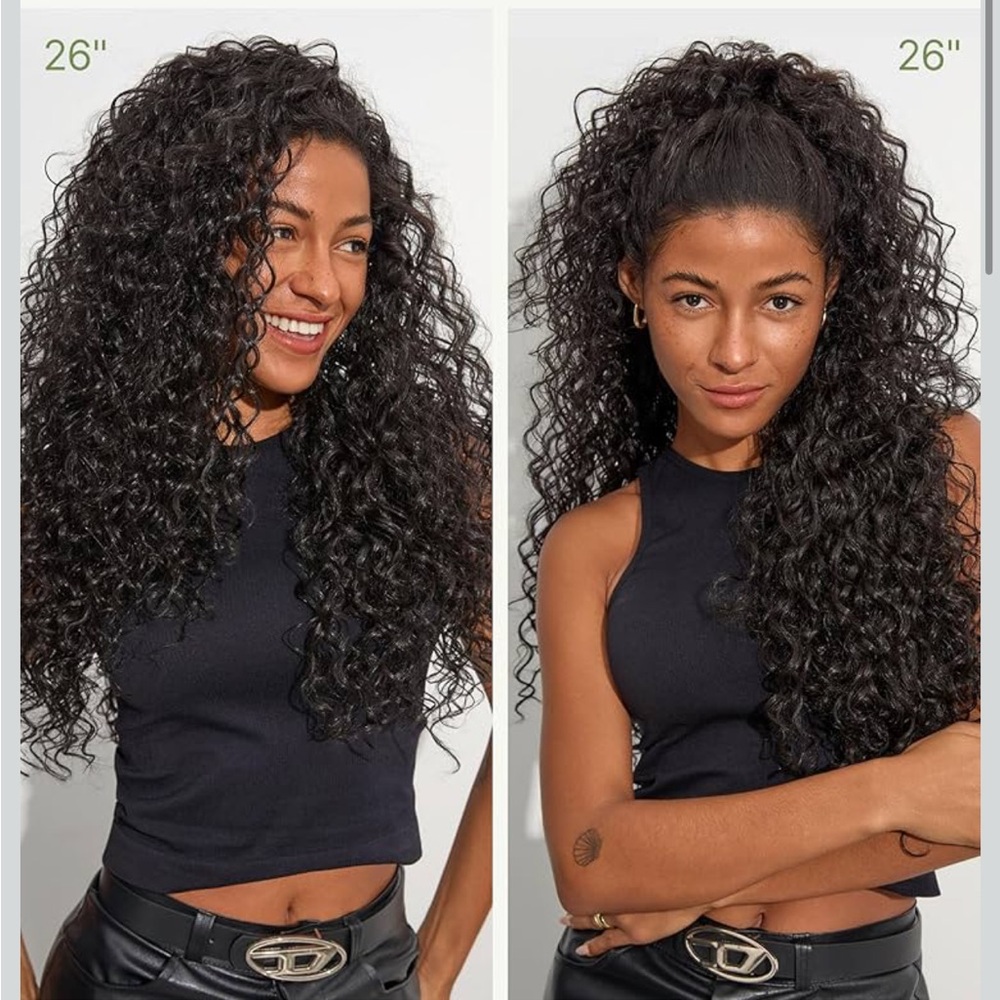 Curly Half Wig 26 Inches Veralux™ Fiber Blend Human Hair 3 in 1 Shaggy Waves
